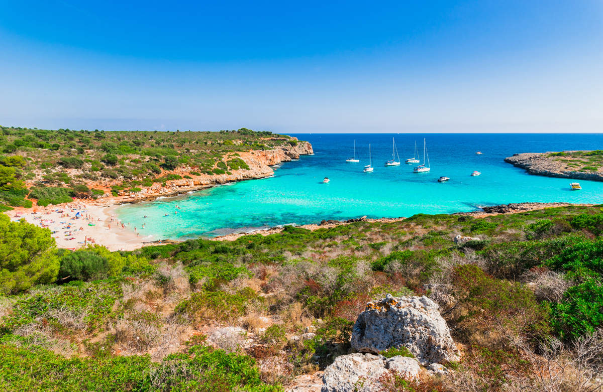 Beach Cala Varques, beautiful bay coast on Majorca island, Spain CHARTER